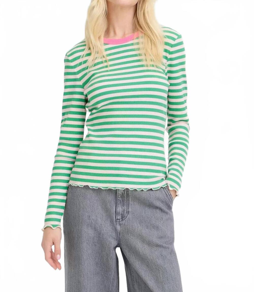 NEW B.YOUNG bysinne rib stripe tee in green